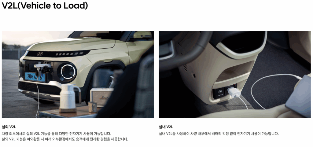 캐스퍼 일렉트릭 실내외 V2L_현대자동차 홈페이지
