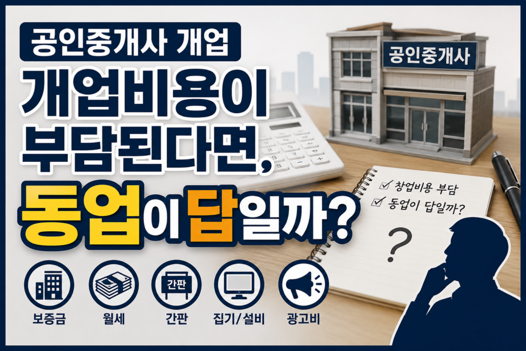 공인중개사 개업 비용부담, 동업이 그 답이 될 수 있을까 2 공인중개사 개업비용 부담으로 동업1